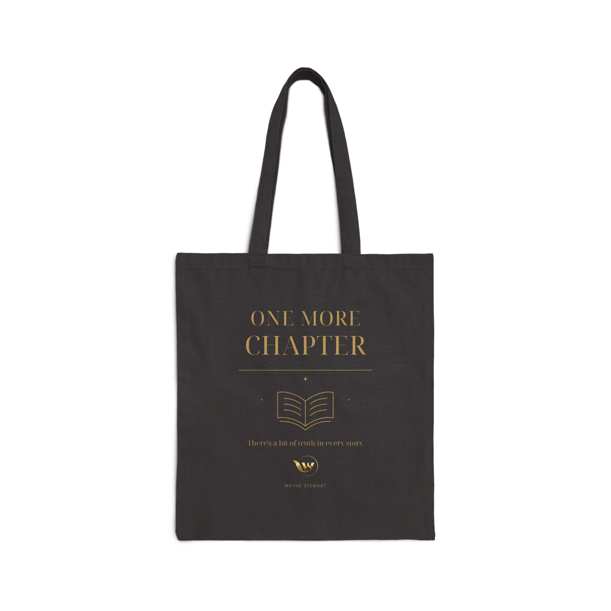 Mockup of One More Chapter Canvas Book Tote